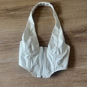 Ediked faux leather halter corset